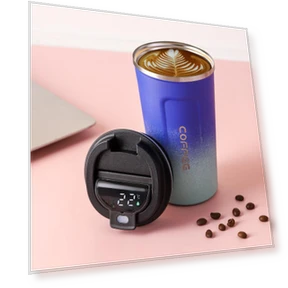Gradient Color 304 Insulated Stainless Steel Smart Display Temperature Coffee Mug — Beverage Warmers, XinGuo