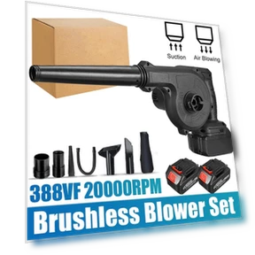 1600W 2-in-1 Brushless Cordless Electric Blower for Vacuum Cleaning and Leaf Suction — Leaf Blowers & Vacuums, Crown Global