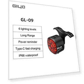 USB Rechargeable Bicycle Rear Light with Smart Brake Sensor — Bike Headlights, GIYO