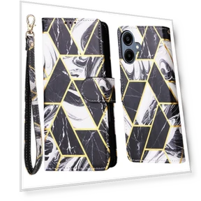Lacquered Marble Pattern Leather Cover with Wrist Strap — Phone Accessories, Smartwatch 2025