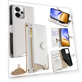 Leather Case Wallet Stand Cover with Chain Strap — Phone Accessories, Smartwatch 2025