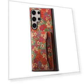 Leather+PC+TPU Case with Flower Print, Card Holder, Stand — Phone Accessories, Smartwatch 2025