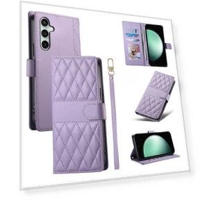 Rhombus Stitching Wallet Stand Leather Phone Cover — Phone Accessories, Smartwatch 2025