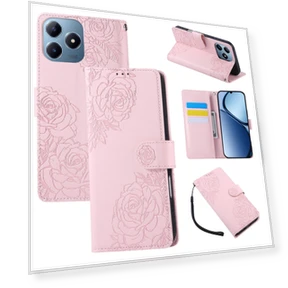 Rose Flower PU Leather Wallet Cover with 3 Card Slots/Wrist Strap — Phone Accessories, Smartwatch 2025