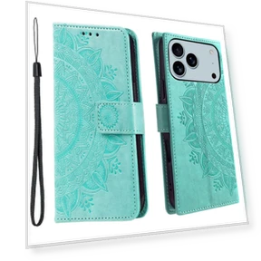 Stand Case Imprinted Totem PU Leather Wallet Phone Cover with Wrist Strap — Phone Accessories, Smartwatch 2025