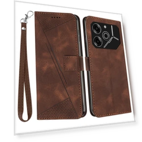 Triangle Imprinted PU Leather Wallet Smartphone Cover — Phone Accessories, Smartwatch 2025