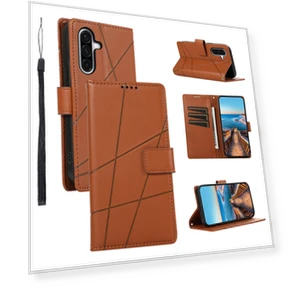 Line Imprint Leather Wallet Cover with Wrist Strap — Phone Accessories, Smartwatch 2025