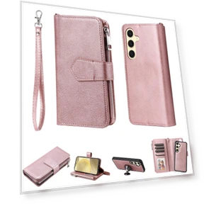 Magnetic Leather Case with Detachable Zipper Wallet Strap — Flip Cases, Smartwatch 2025