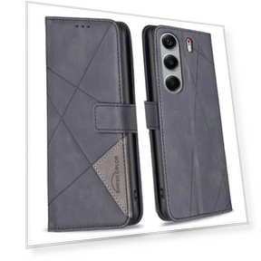 Phone Cases Wallet Stand Geometry Imprinted Leather Cover — Phone Accessories, BINFEN COLOR