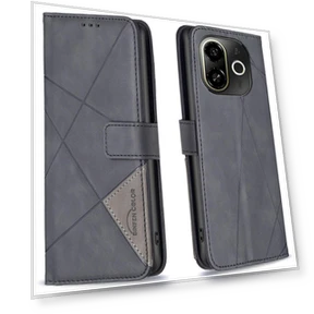 Wallet Stand Geometry Imprinted Leather Cover — Phone Accessories, BINFEN COLOR