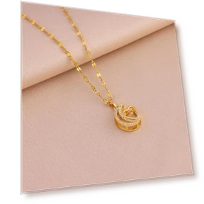 Fashionable slightly zirconium-inlaid smart moon pendant necklace — Smart Jewelry, JMANDJM