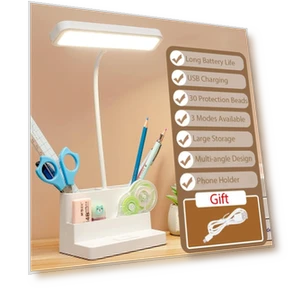 LED Desk Lamp with Pen Storage — Study & Desk Lighting, JM