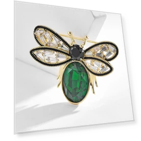 Smart Bee Brooch with Green Crystals — Pins & Brooches, To Be