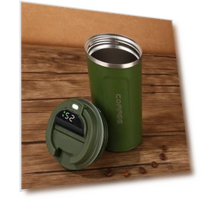Smart Coffee Cup with Temperature Display — Beverage Warmers, Clock-Mall