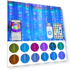 Smart LED Curtain Lights — String Lights, Rainbow Rain