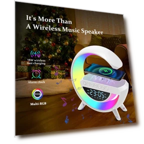 Smart RGB Ambient Night Light with Wireless Fast Charging, Alarm, and Bluetooth Speaker — Night Lights, Home Of Auto Parts