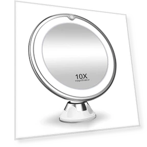 10x Magnifying Mirror with LED Lighting — Handheld, Light makeup
