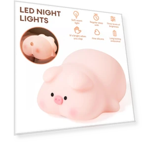 Cute Rabbit Pig Silicone Night Light — Lamps & Shades, Exquisite goods home furnishing