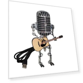Vintage Robot Microphone Touch Dimmer Lamp — Desk, Rainbow Rain