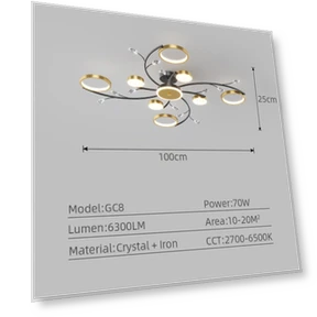Luxury LED Ceiling Chandelier with Smooth Brightness Adjustment — Overhead Lighting, Seahorse Home