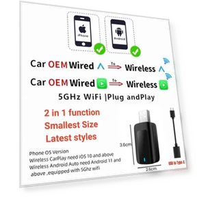 Wireless CarPlay Android Auto Adapter — Stereo Receivers, Happy Home Mall