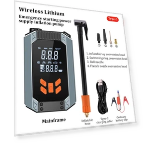 12V Car Emergency Starter with Wireless Lithium Smart Air Pump — Jump Starters, Cars Auto Home