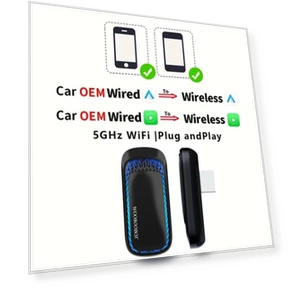 2-in-1 RGB Wireless Carplay Adapter — Phone Accessories, Auto Launcher