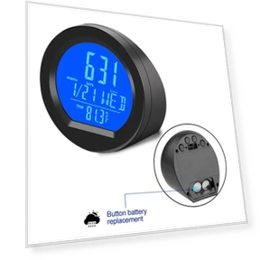 Digital Solar-Powered Car Clock with Temperature Display — Clock, NyPhoenix Auto