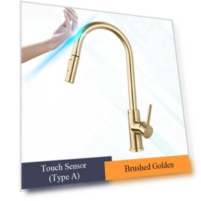 Matte Gold Retractable Touch Kitchen Faucet — Smart-Touch Kitchen Faucets, JOHO - CarGear