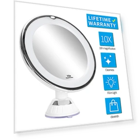 10X Magnifying Mirror with LED Lighting — Handheld, JOHO - CarGear
