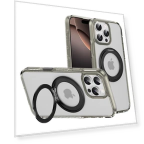 360° Rotating Bracket Magnetic Clear Case with Touch Buttons — Phone Accessories, QGeeM