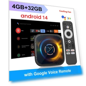 Android 14 Smart TV Box with Cooling Fan — Streaming Devices, Blackin