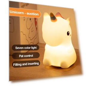 Cute Silicone LED Unicorn Night Light for Kids — Kids' Lamps, Modern Home Furnishing