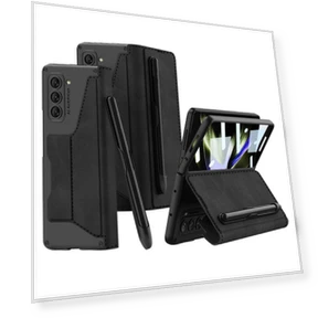 PU Leather Stand Cover with Pen Slot and Card Slot — Screen Protectors, Smartwatch 2025