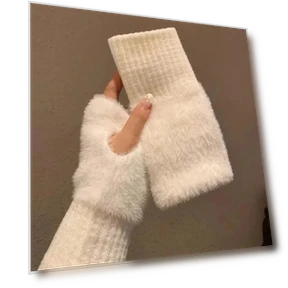 Soft Winter Mink Fingerless Gloves — Arm Warmers, Conella