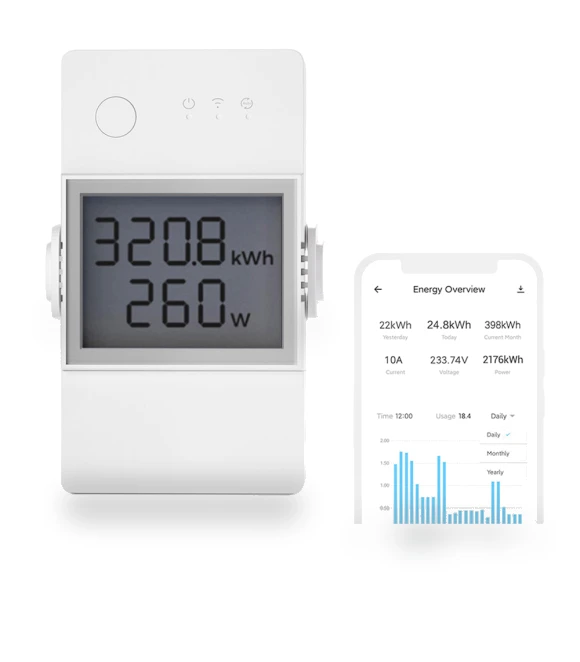 20A Smart Power Meter Switch with LCD Screen and App Control — Smart Home Modules, Sonoff