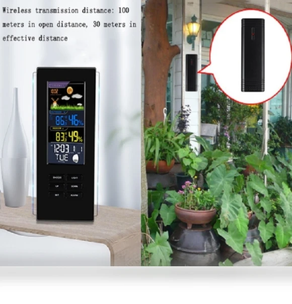 Colorful Screen Indoor Outdoor Temperature Humidity Meter Barometer Smart Digital Clock — Barometers