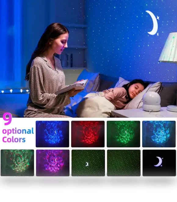 Smart Voice Control Galaxy Kids Space Moving Water Wave Moon Star Nebula Lamp — Kids' Lamps