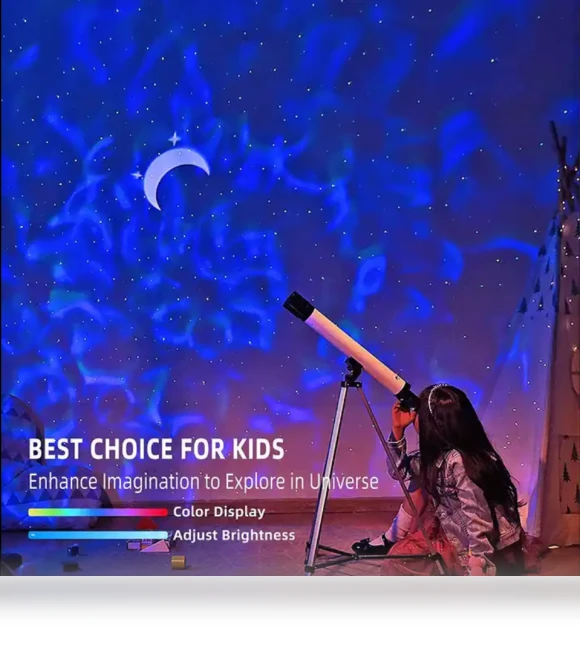 Smart Voice Control Galaxy Kids Space Moving Water Wave Moon Star Nebula Lamp — Kids' Lamps