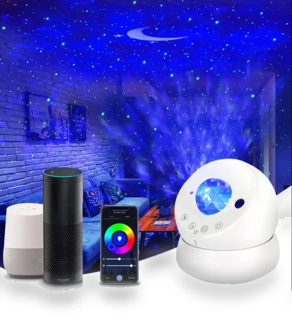Smart Voice Control Galaxy Kids Space Moving Water Wave Moon Star Nebula Lamp — Kids' Lamps