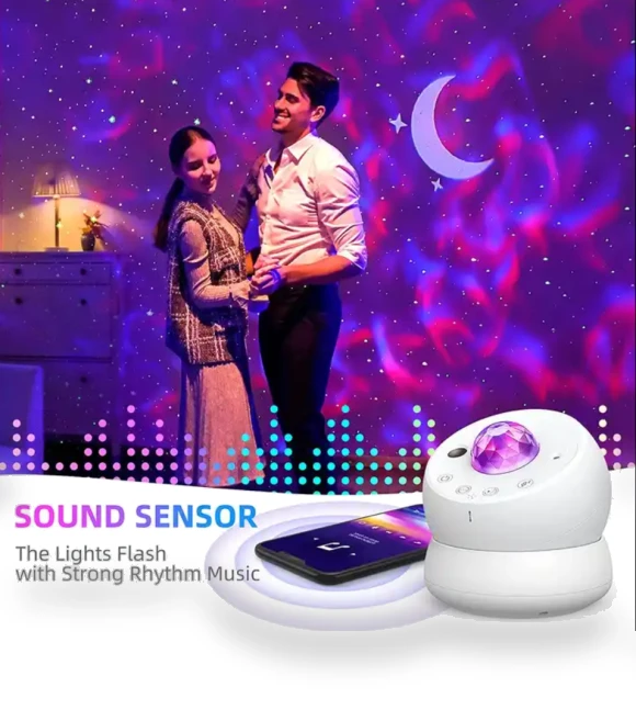 Smart Voice Control Galaxy Kids Space Moving Water Wave Moon Star Nebula Lamp — Kids' Lamps