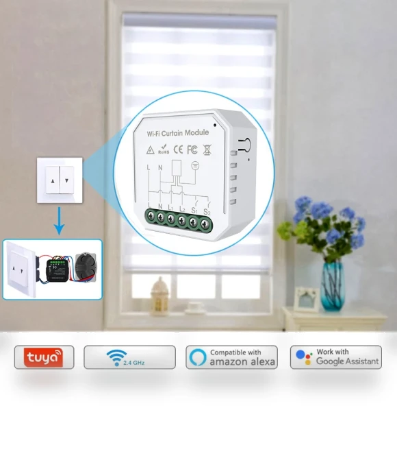 WiFi Intelligent Curtain Switch Module with Mobile App Control — Smart Home Modules, Tuya