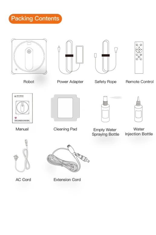 Window Cleaning Robot, 2500Pa Suction, Single Side Water Spraying, 70ml Water Tank — Smart Cleaning Robots, Liectroux