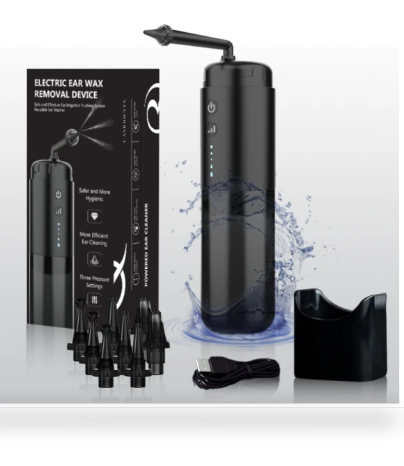 Automatic Electric Ear Cleaner with Jet Flusher and Nozzles — Syringes