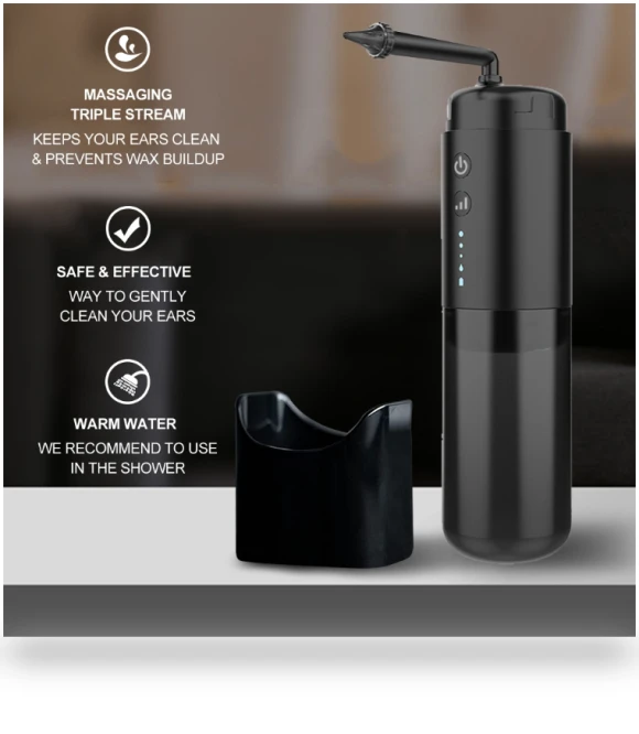 Automatic Electric Ear Cleaner with Jet Flusher and Nozzles — Syringes