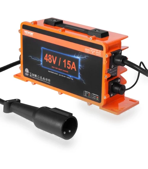 48 Volt 15 AMP Golf Cart Smart Battery Charger for Club Car 3-Pin Round — Carts, VEVOR