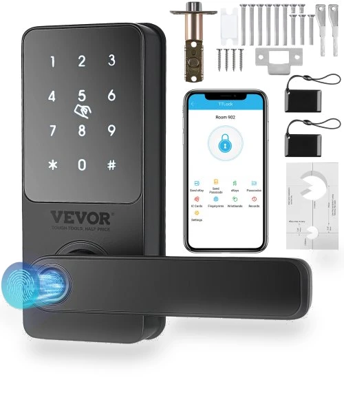 5-in-1 Smart Door Knob with Fingerprint, Bluetooth, and Keypad — Locks, VEVOR