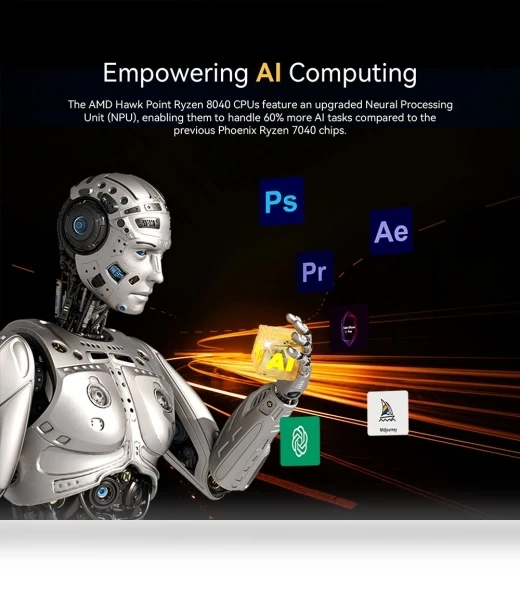 AI Mini PC with AMD Ryzen 7 8845HS, 32GB RAM, 1TB SSD — Single Board PCs, GEEKOM