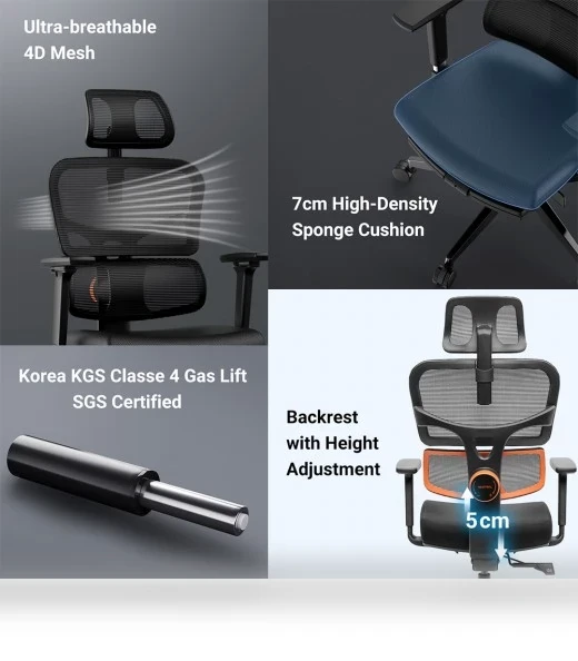 Ergonomic Chair with Adaptive Lower Back Support, Adjustable Armrest and Headrest — Desk Chairs, NEWTRAL