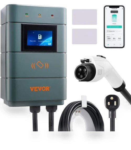 Level 2 Electric Vehicle Charging Station, 0-48A Adjustable, 11.5 kW 240V Smart EV Charger with WiFi — EV Charging Solutions, VEVOR